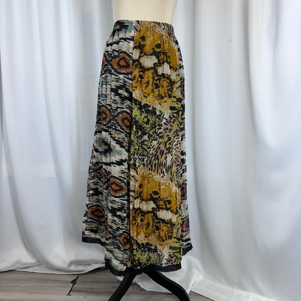 Choices Maxi Skirt‎ XL Boho Patchwork Ikat Print Elastic Waist 90s Y2K